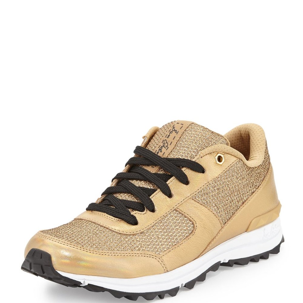 New in Box Sam Edelman Women’s Dax Metallic Sneakers Gold/Black